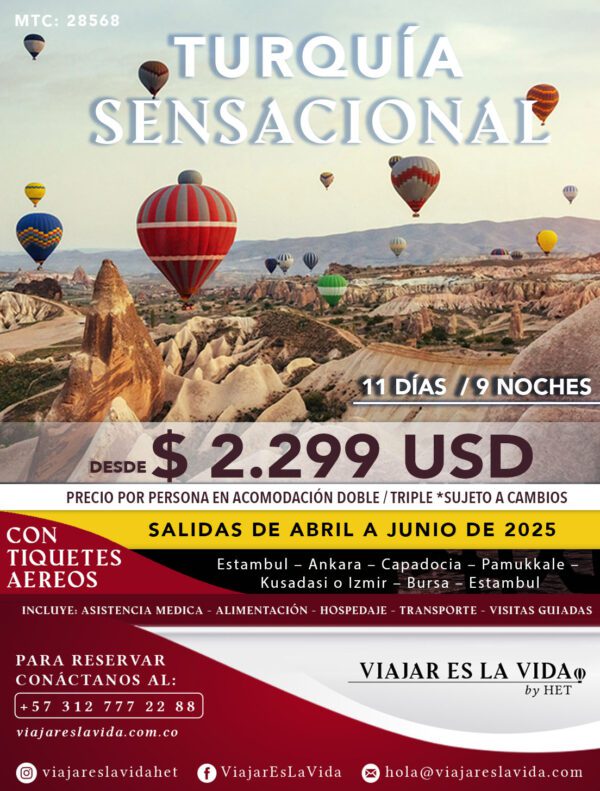 TURQUIA SENSACIONAL ABRIL a JUNIO 2025 (11D 9N) MTC: 28568