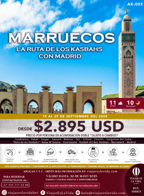 MARRUECOS Y LA RUTA DE LOS KASBAHS (SEPT) AK:003