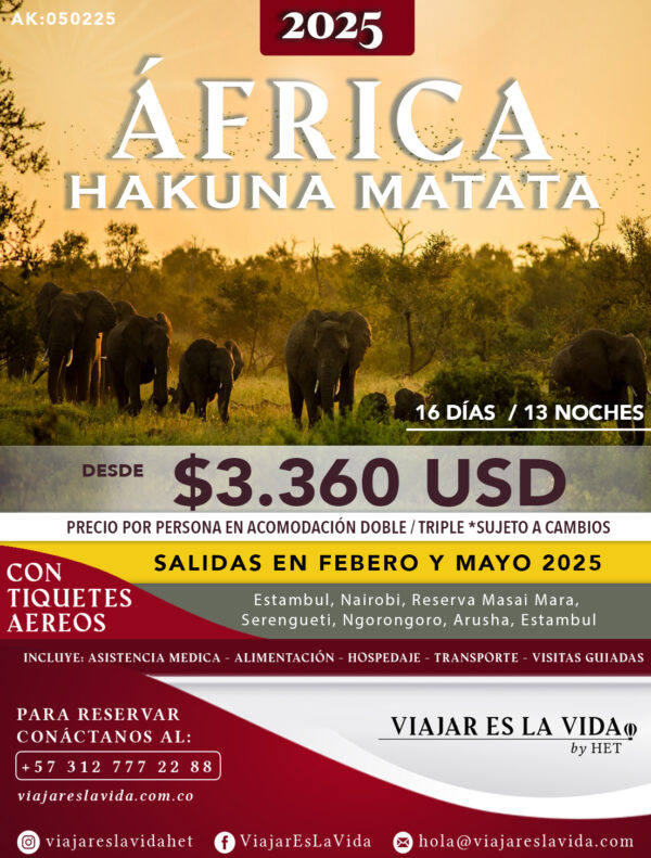 AFRICA HAKUNA MATATA FEBRERO Y MAYO 2025 (16D 13N) AK:0001