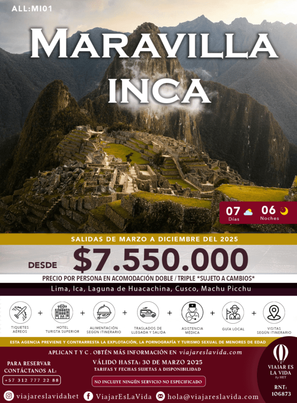 MARAVILLA INCA : PERÚ (7D 6N) ALL:MI01