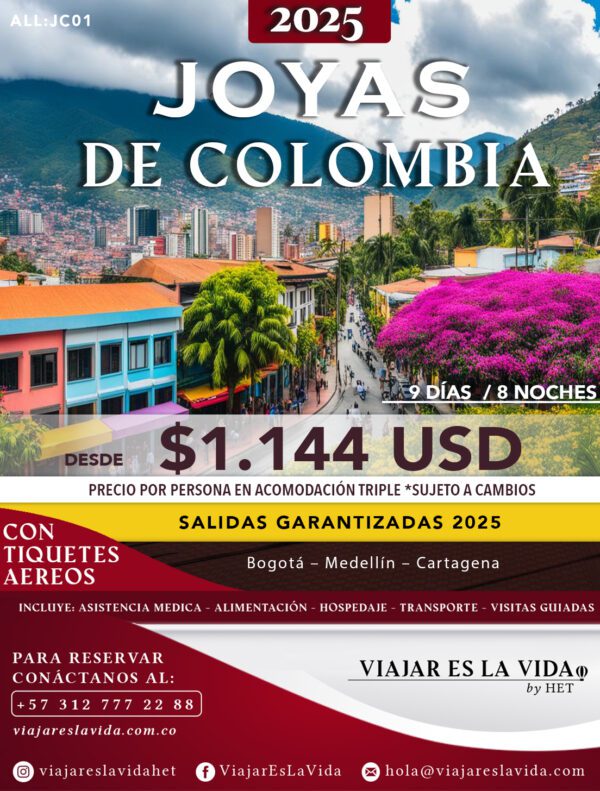 JOYAS DE COLOMBIA (9D 8N) ALL:JC01