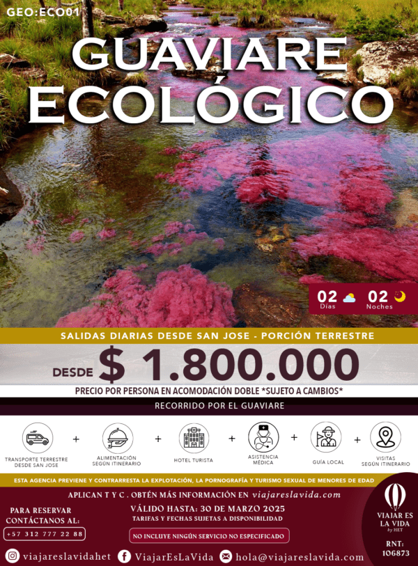PLAN ECO GUAVIARE 2 RUTAS INOLVIDABLES INVIERNO 2024 (2D 2N) GEO:ECO01