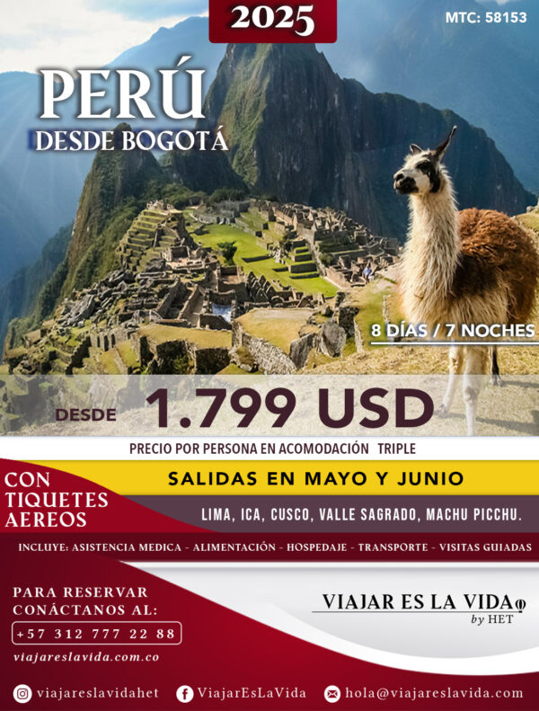 PERU MAYO - JUNIO (8D 7N) MTC: 58153