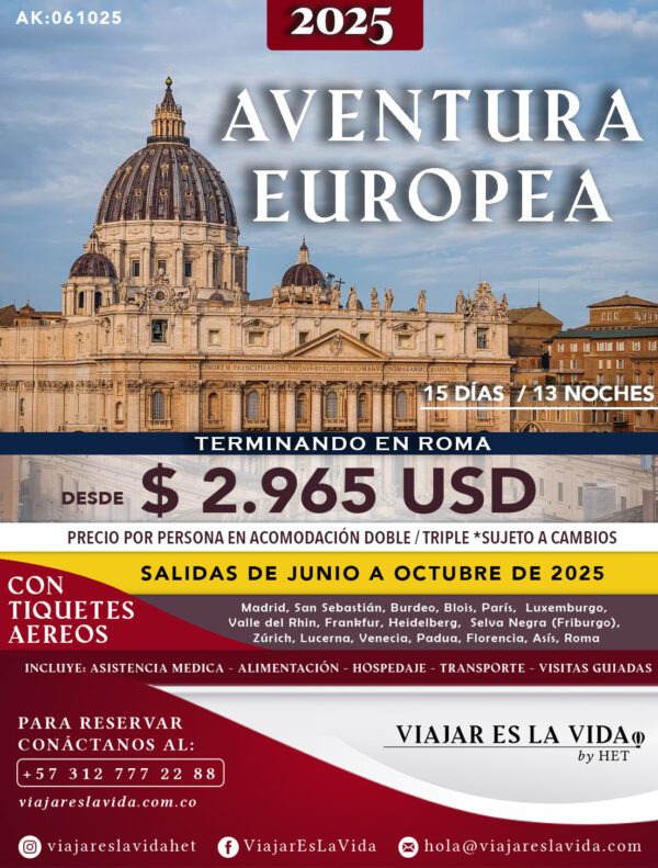 AVENTURA EUROPEA TERMINANDO EN ROMA (15D 13N) AK:0021