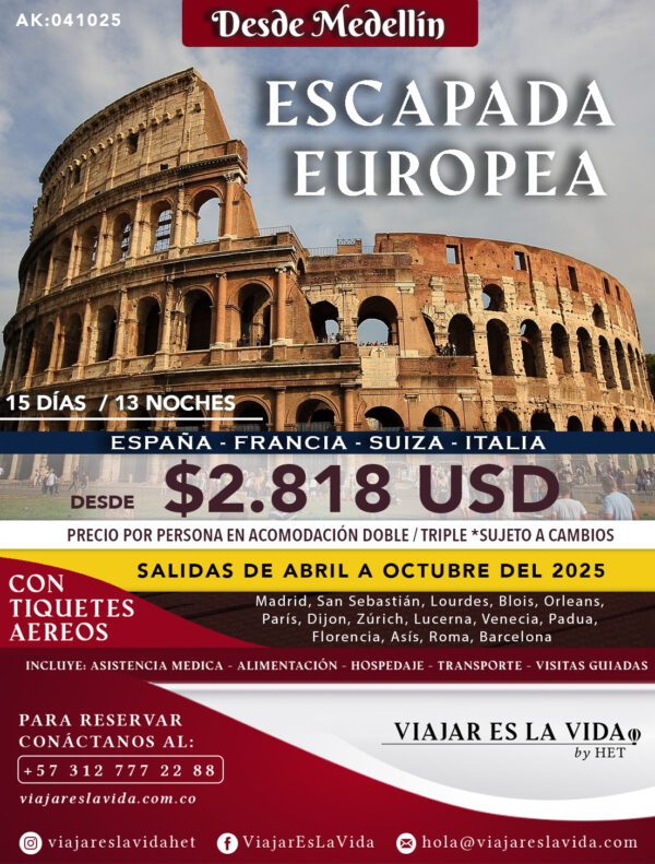 ESCAPADA EUROPEA Desde Medellin (15D 13N) AK:0023