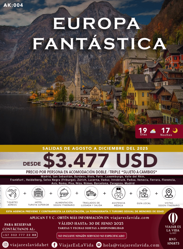 EUROPA FANTÁSTICA SALIDA DE BOGOTÁ (VIERNES) AK:004