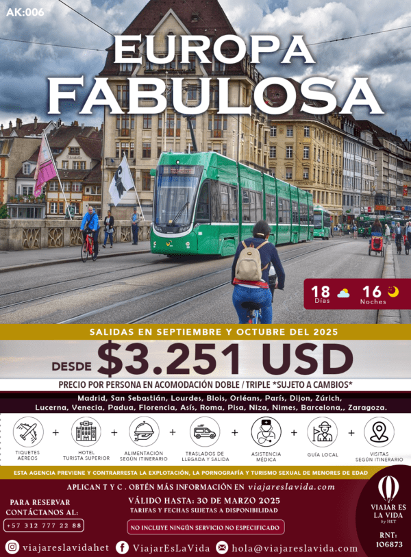 EUROPA FABULOSA DESDE BOGOTA LOS VIERNES AK:006