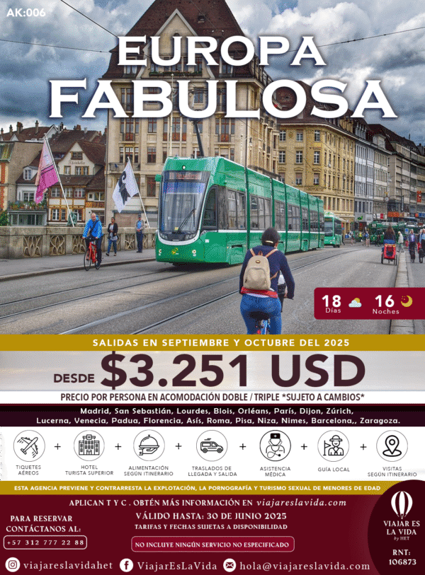 EUROPA FABULOSA DESDE BOGOTA LOS VIERNES AK:006