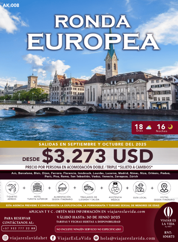 RONDA EUROPEA DESDE BOGOTÁ LOS VIERNES AK:008