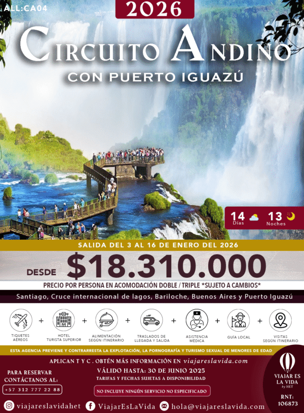 CIRCUITO ANDINO CON IGUAZÚ 2026 (14D 13N) ALL:CA04