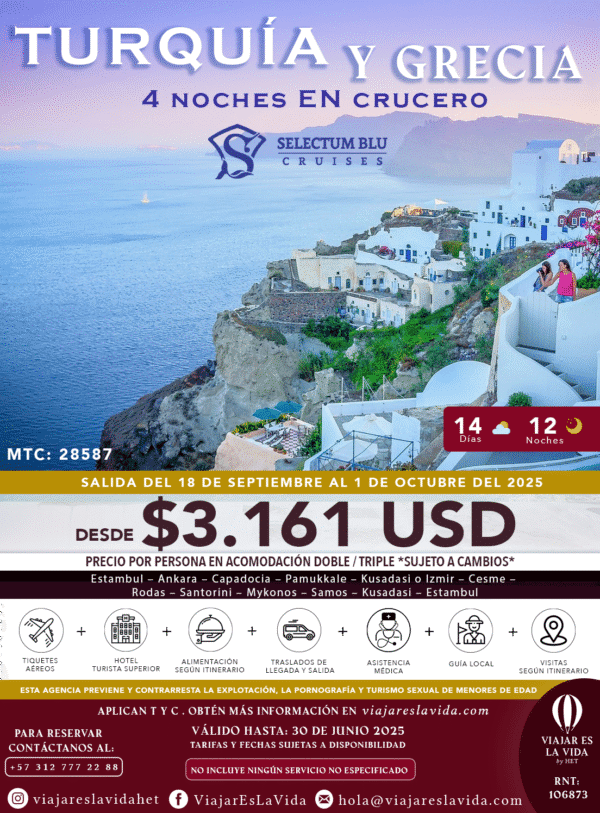 TURQUÍA Y GRECIA 4NTS CRUCERO (SEP) MTC:28587