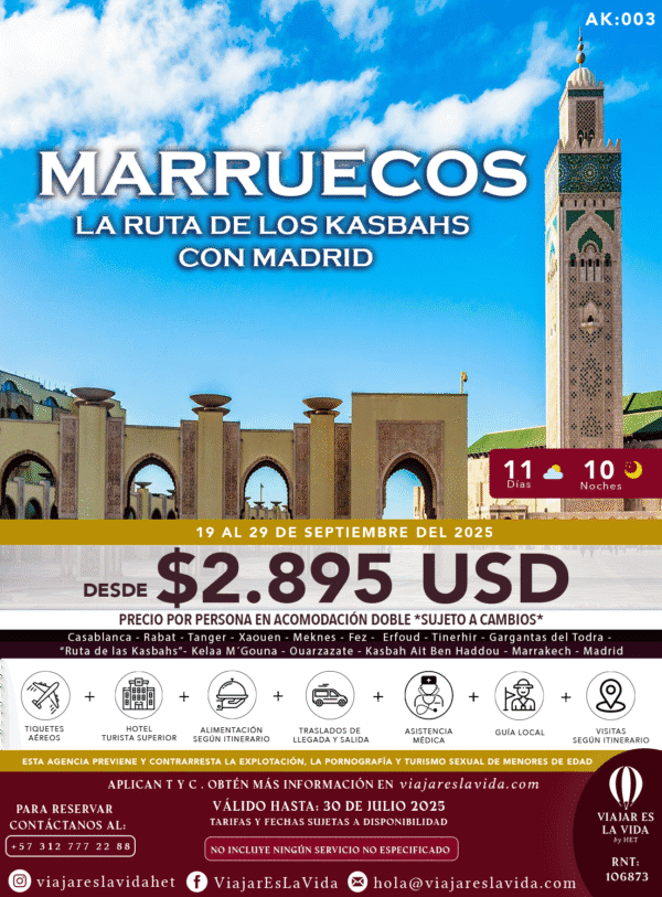 MARRUECOS Y LA RUTA DE LOS KASBAHS (SEPT) AK:003