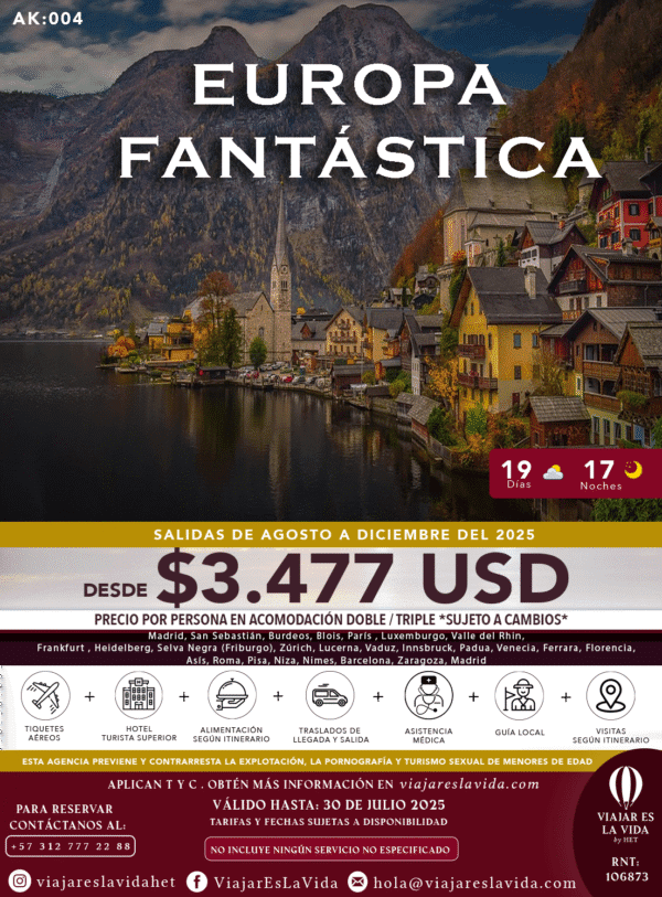 EUROPA FANTÁSTICA SALIDA DE BOGOTÁ (VIERNES) AK:004