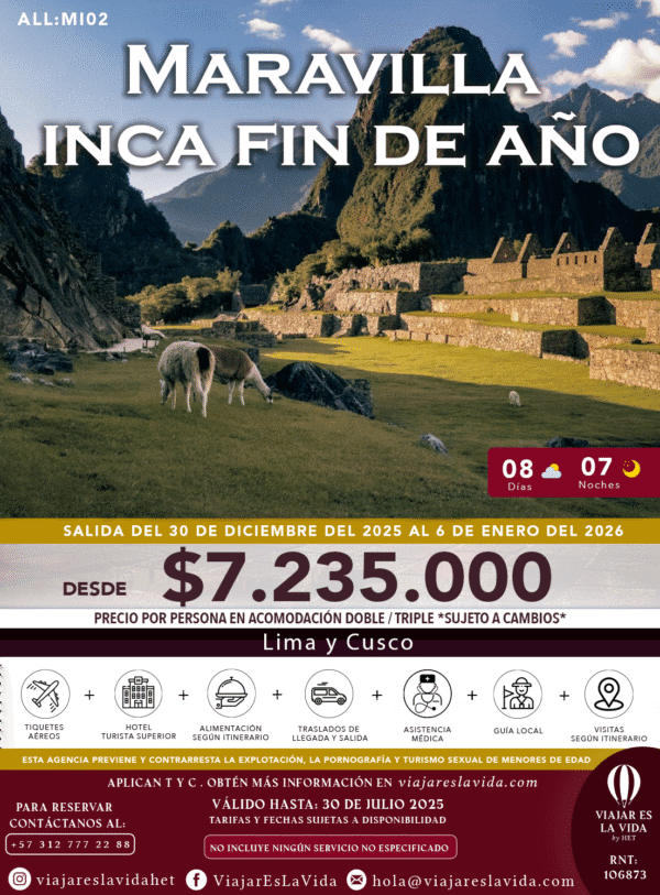 MARAVILLA INCA FIN DE AÑO : PERÚ (8D 7N) ALL:MI02