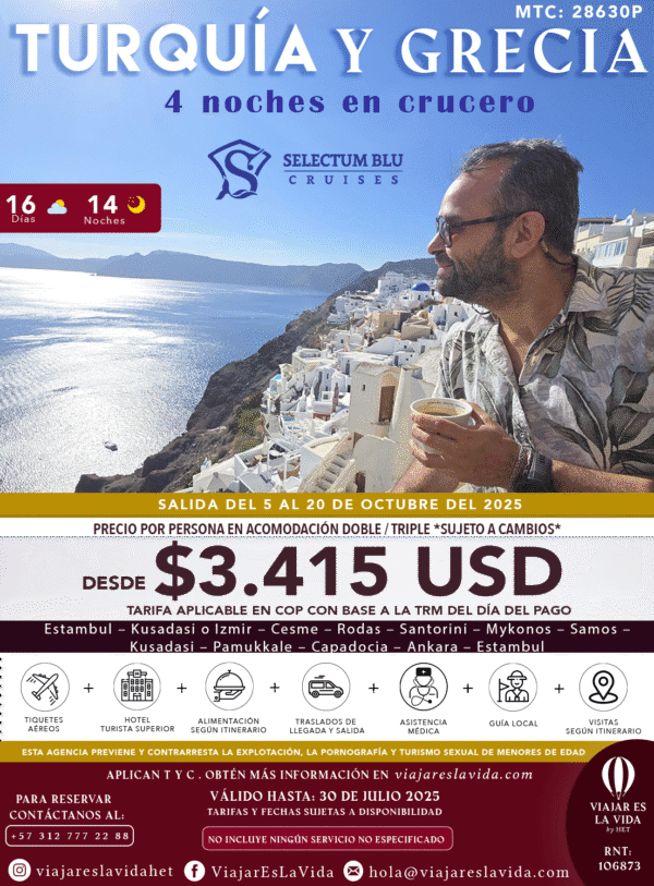 TURQUÍA Y GRECIA 4NTS CRUCERO OCTUBRE CON PASHA MTC: 28630PYC
