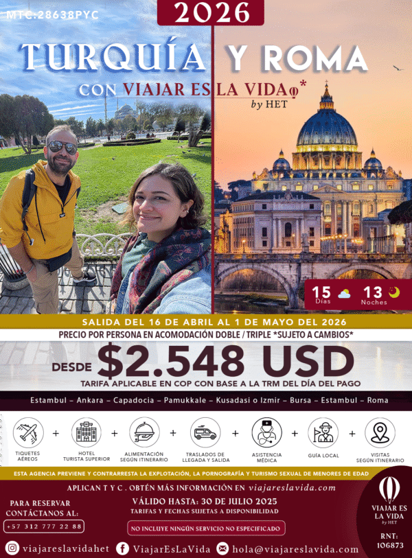 TURQUÍA Y ROMA ABRIL 2026 MTC:28638PYC