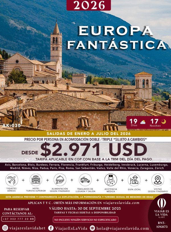 EUROPA FANTÁSTICA ENERO A JULIO 2026 DESDE BOGOTÁ AK030