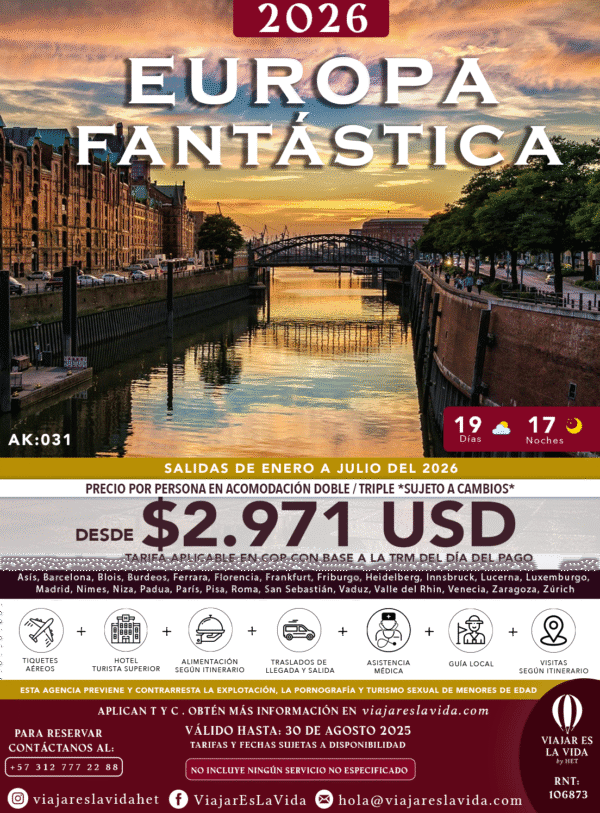 EUROPA FANTÁSTICA ENERO A JULIO 2026 DESDE MEDELLÍN AK031