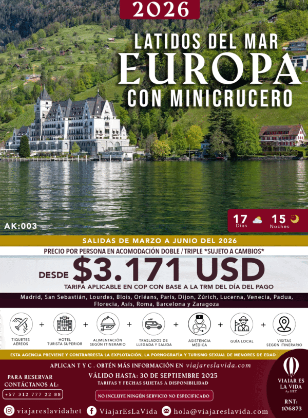 LATIDOS DEL MAR EUROPA CON MINICRUCERO DESDE MEDELLÍN 2026 AK003