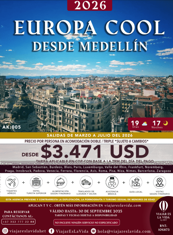 EUROPA COOL DESDE MEDELLÍN MARZO A JULIO 2026 AK005