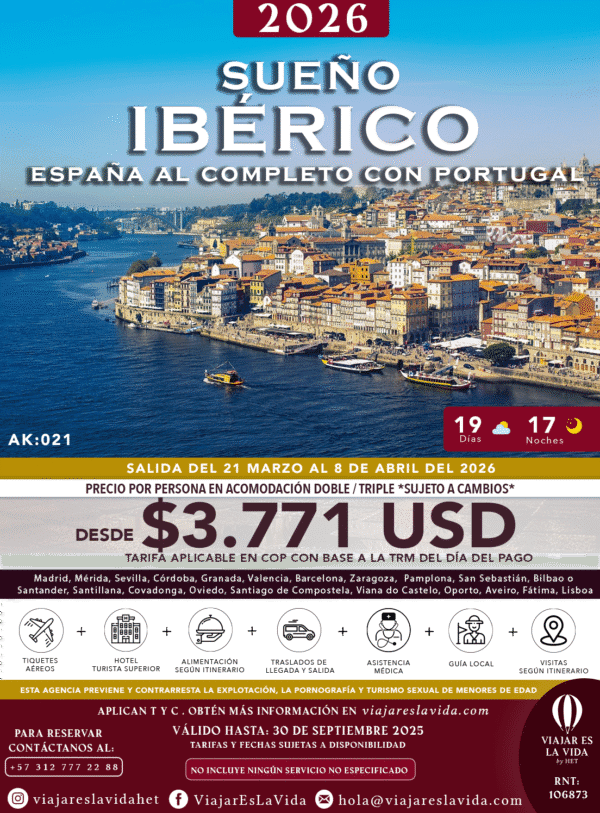 SUEÑO IBÉRICO MARZO 2026 DESDE BOGOTÁ AK021
