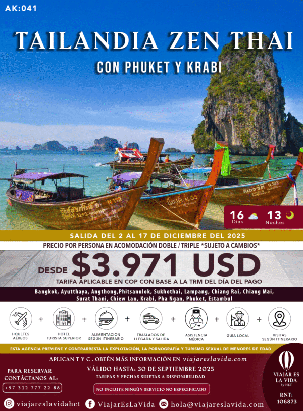 TAILANDIA ZEN THAI CON PHUKET Y KRABI DICIEMBRE AK041