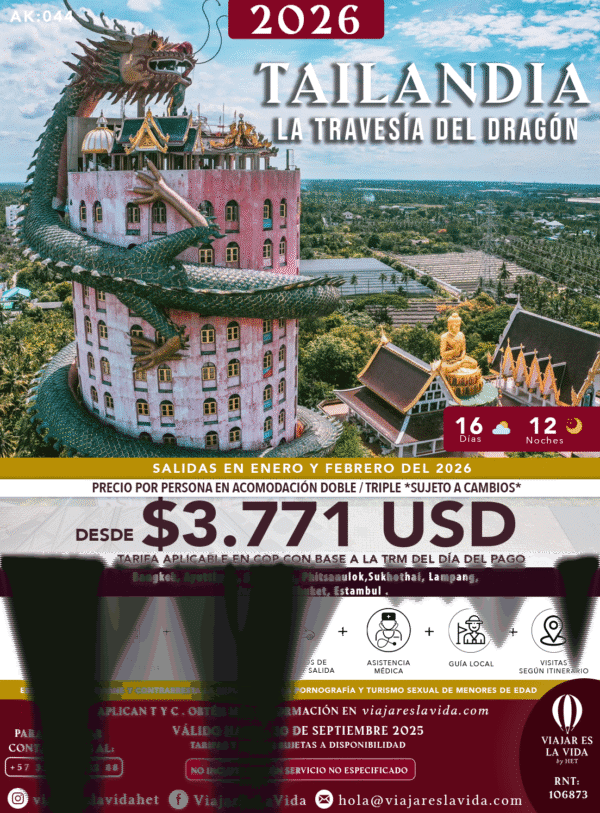 TAILANDIA TRAVESIA DEL DRAGÓN ENERO Y FEBRERO 2026 AK044