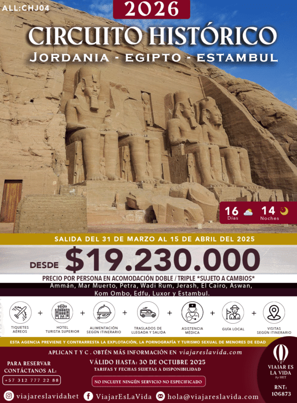CIRCUITO HISTORICO: JORDANIA, EGIPTO Y ESTAMBUL SEMANA SANTA 2026 ALL:CHJ04