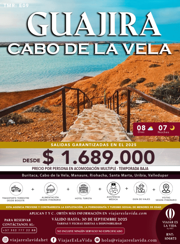 GUAJIRA CABO DE LA VELA (8D 7N) TMR:E09