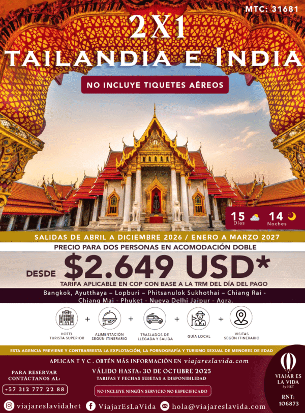 TAILANDIA CON PHUKET & INDIA 2X1 2026-27 MTC:31681