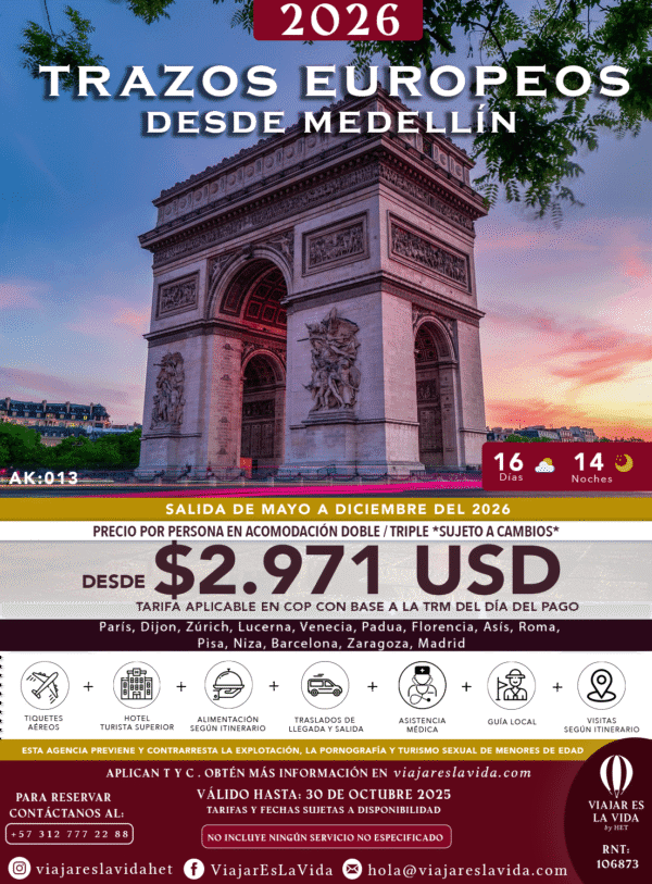 TRAZOS EUROPEOS DESDE MEDELLÍN 2026 AK013
