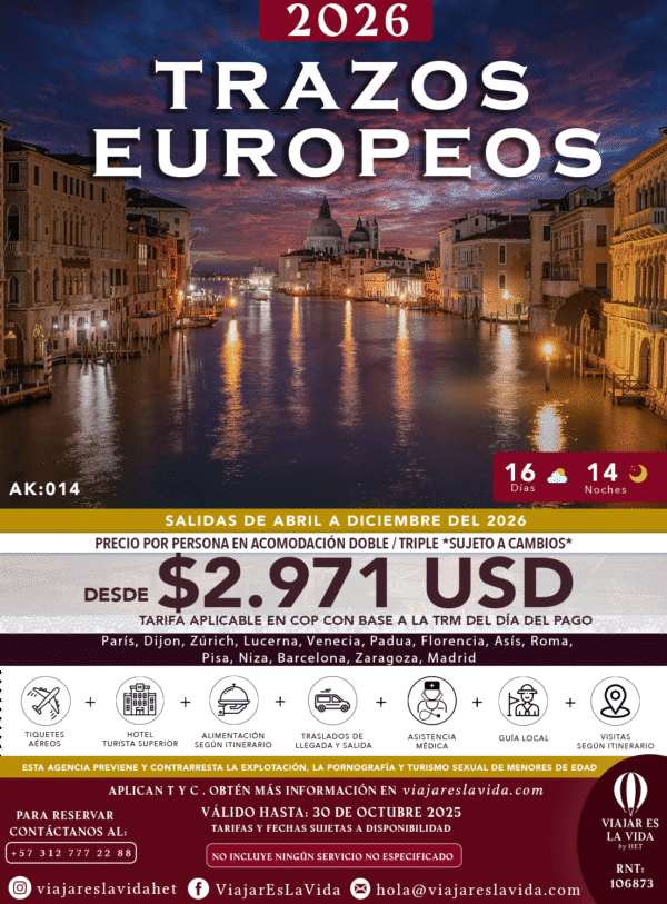 TRAZOS EUROPEOS DESDE BOGOTÁ 2026 AK014