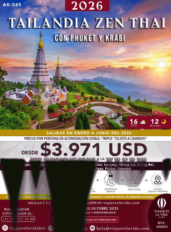 TAILANDIA ZEN THAI CON PHUKET Y KRABI ENERO A JUNIO 2026 AK045