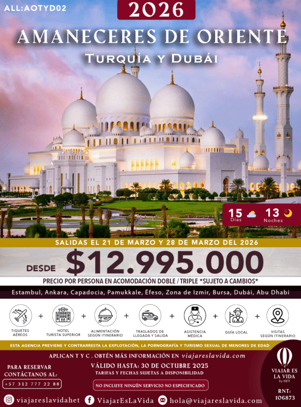 AMANECERES DE ORIENTE: TURQUÍA Y DUBÁI SEMANA SANTA 2026 ALL:AOTYD02