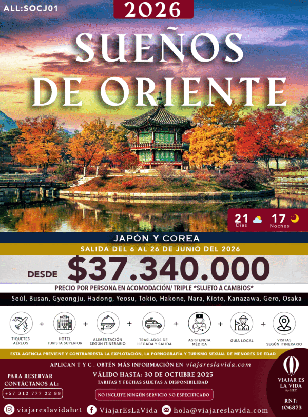 SUEÑOS DE ORIENTE: COREA Y JAPÓN 2026 ALL:SOCJ01
