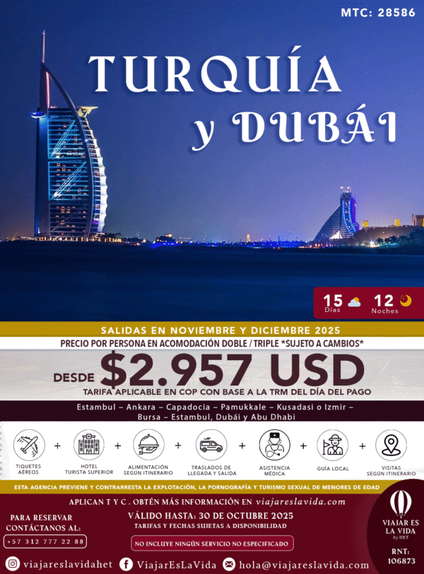 TURQUÍA SENSACIONAL Y DUBÁI (NOV-DIC) MTC:28586