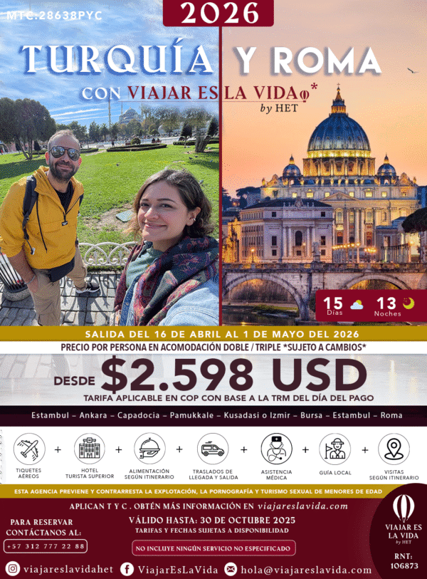 TURQUÍA Y ROMA ABRIL 2026 MTC:28638PYC